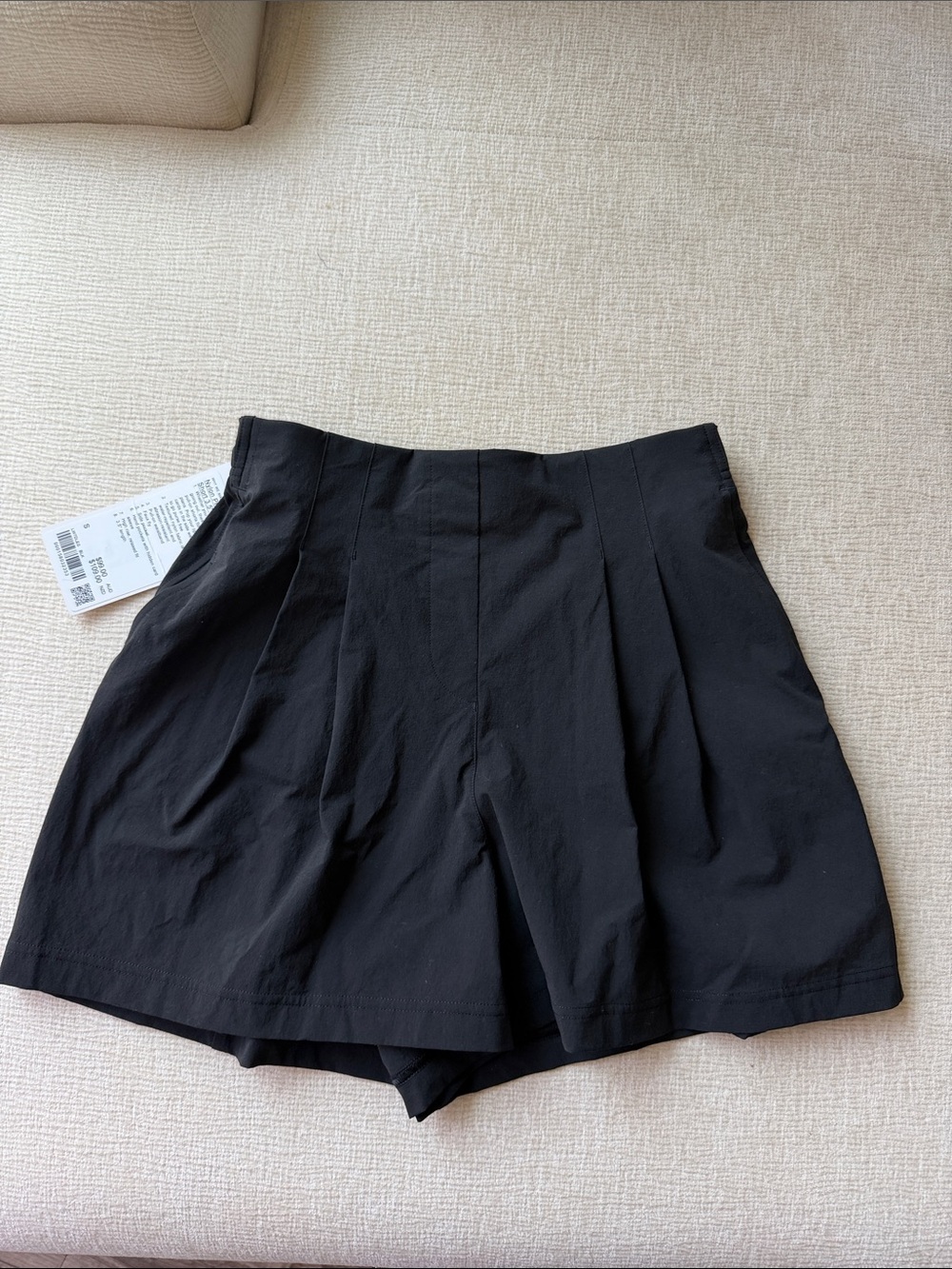 lululemon athletica Nylon High-Waist Black Pleated Shorts